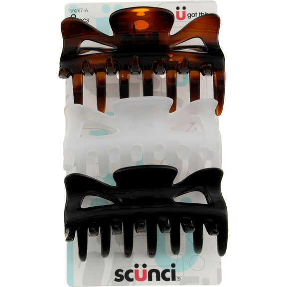 Scunci Effortless Beauty Basic Jaw Clips 3 ea (Pack of 2)