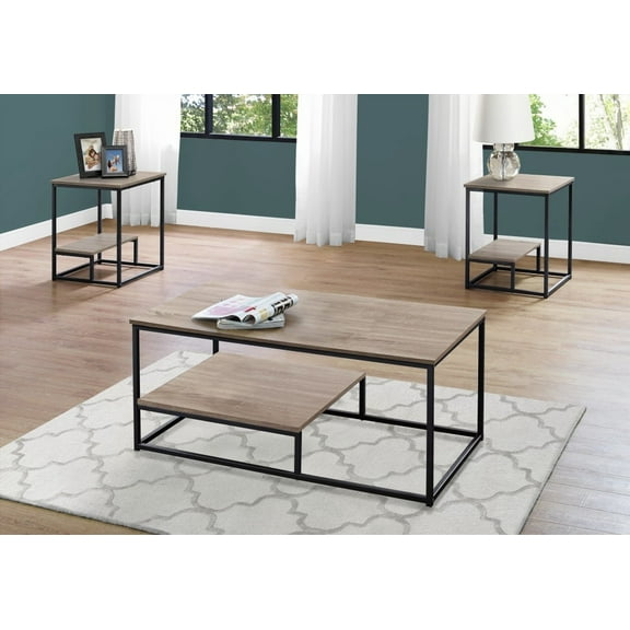 Grey Laminate 3pcs Living Room Table Set | Ample Storage