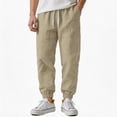 thumbnail image 6 of Zimjoy Cotton Linen Pants for Men Elastic Waist and Ankle Drawstring Baggy Style Lightweight Breathable Beach Pants Khaki 2XL, 6 of 6