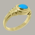 thumbnail image 2 of LBG British Made 9k Yellow Gold Natural Turquoise Unisex Anniversary Ring - 33 size options - Size 6, 2 of 6