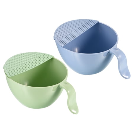 Rice Washing Bowl 2PCS PP Kitchen Strainer Colander Bowl Drain Basket Blue  Green