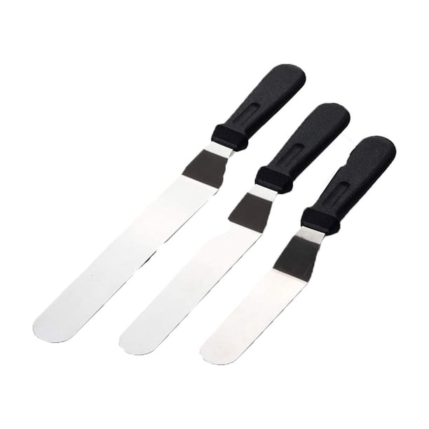 Juego de espátulas de acero inoxidable - 3 piezas de diseño angular, cuchillas flexibles para decorar tartas, galletas y cupcakes, aptas para lavavajillas