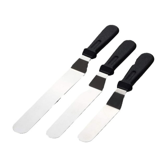 Ramiter Spatule à Glaçage en Acier Inoxydable Inclinée 3 Pcs 6 Pouces 8 Pouces 10 Pouces Outil de Cuisson Spatule à Gâteau en Acier Inoxydable Ensemble de 3 Spatules Spatule à Fleurs Spatule à Biscuits pour Chien pour Friandises et Sacs