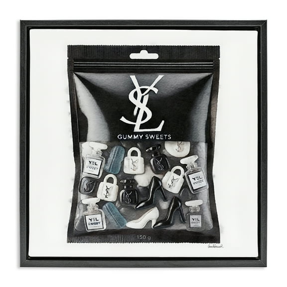 Stupell Industries Black Glam Candies Fashion Painting Black Floater Framed Canvas Art Print Wall Art, 18 x 18