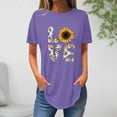 thumbnail image 2 of Tops de Verano de las Mujeres Suelto Ajuste Girasol Impresión Cuello Redondo Suelto 3/4 Manga Superior, Tops de Moda de las Mujeres, 2 of 3