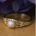 thumbnail image 6 of 10k Yellow Gold Freshwater Cultured Pearl And Diamond Ring, 6 of 8