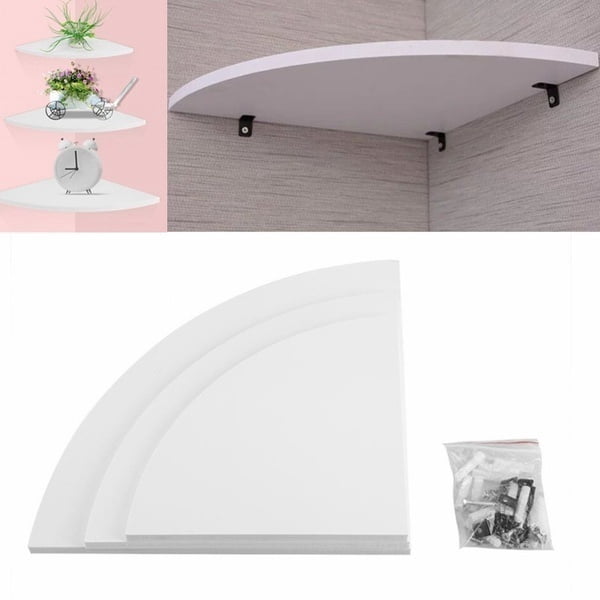 3Pcs Floating Corner Shelf Wall-Mounted Storage Rack Bookshelves