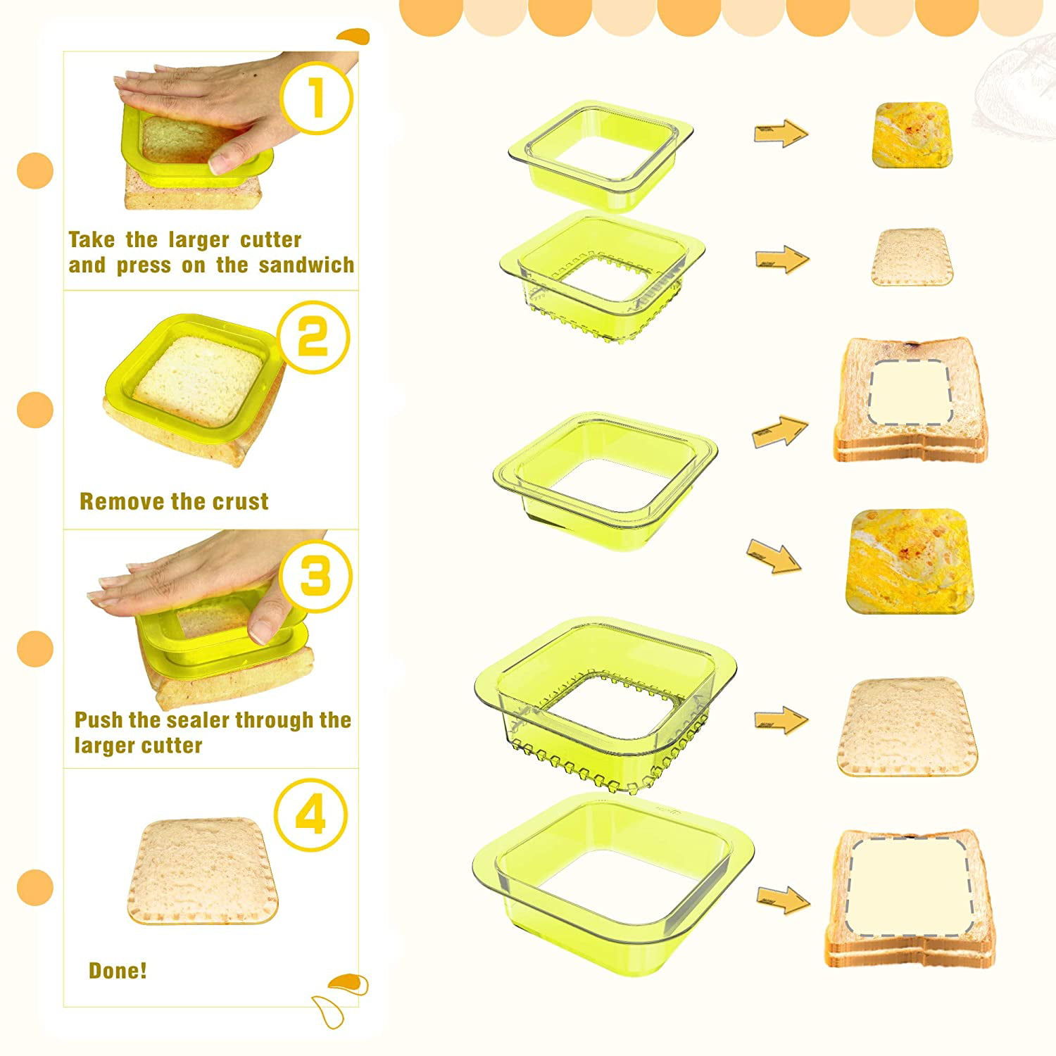 YUMKT 10 Pcs Uncrustable Sandwich Make, Sandwich Make Mold Cutter Press for Kids Sandwich Decruster Sandwich Luchable Box Accessories, Blue