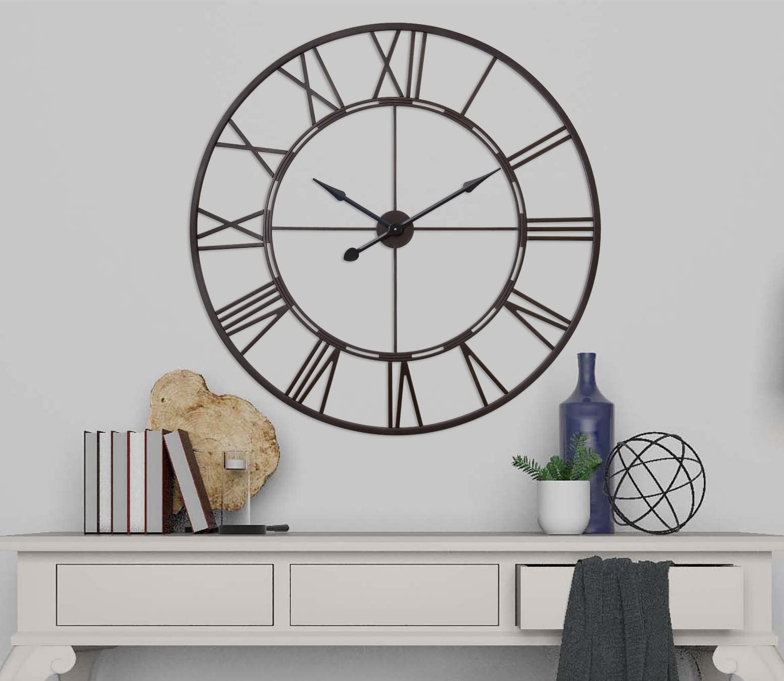 UTOPIA ALLEY Oversized Roman Round Wall Clock Large Wall Clock, Big