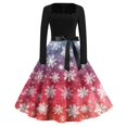 thumbnail image 2 of Christmas Dresses for Women Women's Fashion Round Neck Casual Slim Christmas Printed Long Sleeve Dresses with Square Collar for Christmas Party,Hot Pink,M, 2 of 4