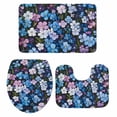 thumbnail image 2 of Pink Blue Floral Bathroom Rugs Set Spring Flower Green Leaf Plant Farmhouse Watercolor Non Slip Absorbent Bath Mats 3 Piece Set with Bathroom Rug, U-Shaped Floor Mat, Toilet Seat Cover Large Size, 2 of 9