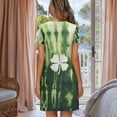 thumbnail image 3 of FKELYI Women's Nightgown Short Sleeve Pajama Dress Sleepwear Dress Button Down Sleep Shirts House Robe St.Patrick Shamrock Tie-Dye Green Print Breathable Boyfriend Nightdress, 3XL, 3 of 6