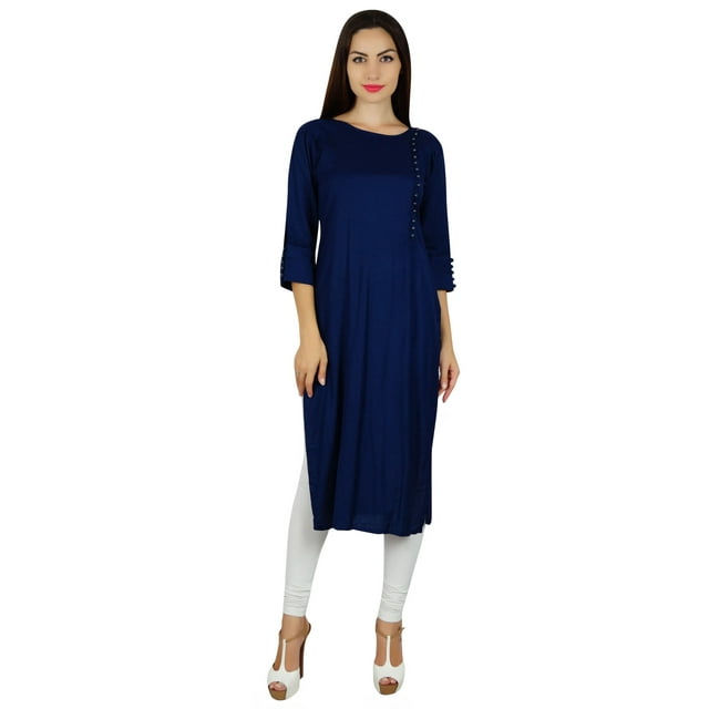 Bimba Femme Kurta Personnalisé en Rayonne Kurti de Designer Manches 3/4 Tunique Blouse Formelle Décontractée