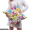 thumbnail image 4 of Ambesonne Cartoon Fabric by the Yard Upholstery, Colorful Owls and Flowers, 5 Yards, White and Multicolor, 4 of 4