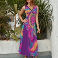 thumbnail image 4 of Vibrant Colorful Paisley Floral Design Art King Size Sleeveless Dress Dresses Summer Women Dresses Clothing Woman Dresses Dress, 4 of 7