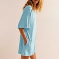 thumbnail image 6 of Diufon Summer Casual Womens Dresses Solid Color Comfortable Dress V Neck Short Sleeve Dress, 6 of 7