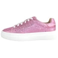 thumbnail image 2 of La Sheelah Women’s Rhinestone Platform Sneakers – Sparkly Glitter Fashion Shoes, Bling Casual Lace-Up Sneakers, Crystal Streetwear Flatform Shoes DOLCE-66 Pink 8, 2 of 5