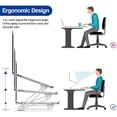 thumbnail image 4 of Aluminum Laptop Stand, Ergonomic Adjustable Notebook Stand, Riser Holder Computer Stand Compatible with Air, Pro, Dell, HP, Lenovo More 10-15.6" Laptops, Black - Silver, 4 of 8