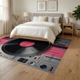 thumbnail image 3 of ODIKA 6'x9' Washable Area Rug Record Dj Vinyl Turntable Retro Music Note Symmetry Player Cassette for Family Room, Living Room, Master Bedroom, Non-Slip, Easy Care, 3 of 7