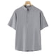 thumbnail image 5 of Ceisia Men's Shirt | Loose Stand Collar Short Sleeve Cotton-Linen Shirt | Breathable Textured Wrinkle (Multiple Solid Colors) Gift, 5 of 6