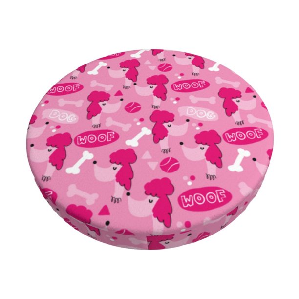 Disketp Poodle Dog Funda Redonda para Taburete, Funda de Cojín para Silla de Bar Suave y Elástica-14 inch