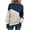 Navy, variant on Color Block Knit Women Sweater Navy Cream Ribbed Crewneck Pullover Long Sleeve Loose Fit Top S-XL