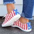thumbnail image 3 of Rokment 4th of July Independence Day Low Top Fashion Sneakers for Women Patriotic Canvas Spring Fall Casual Comfortable Walking Flat Tennis Shoes Blue Size 6, 3 of 5