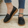 thumbnail image 5 of Women's Comfort Walking Boat Shoes Leather Loafers Casual Slip-On Clearance Teen Girls Shoes Slip-On Comfort Fashion Comfortable For Walking Flat Shoes Black 9, 5 of 7
