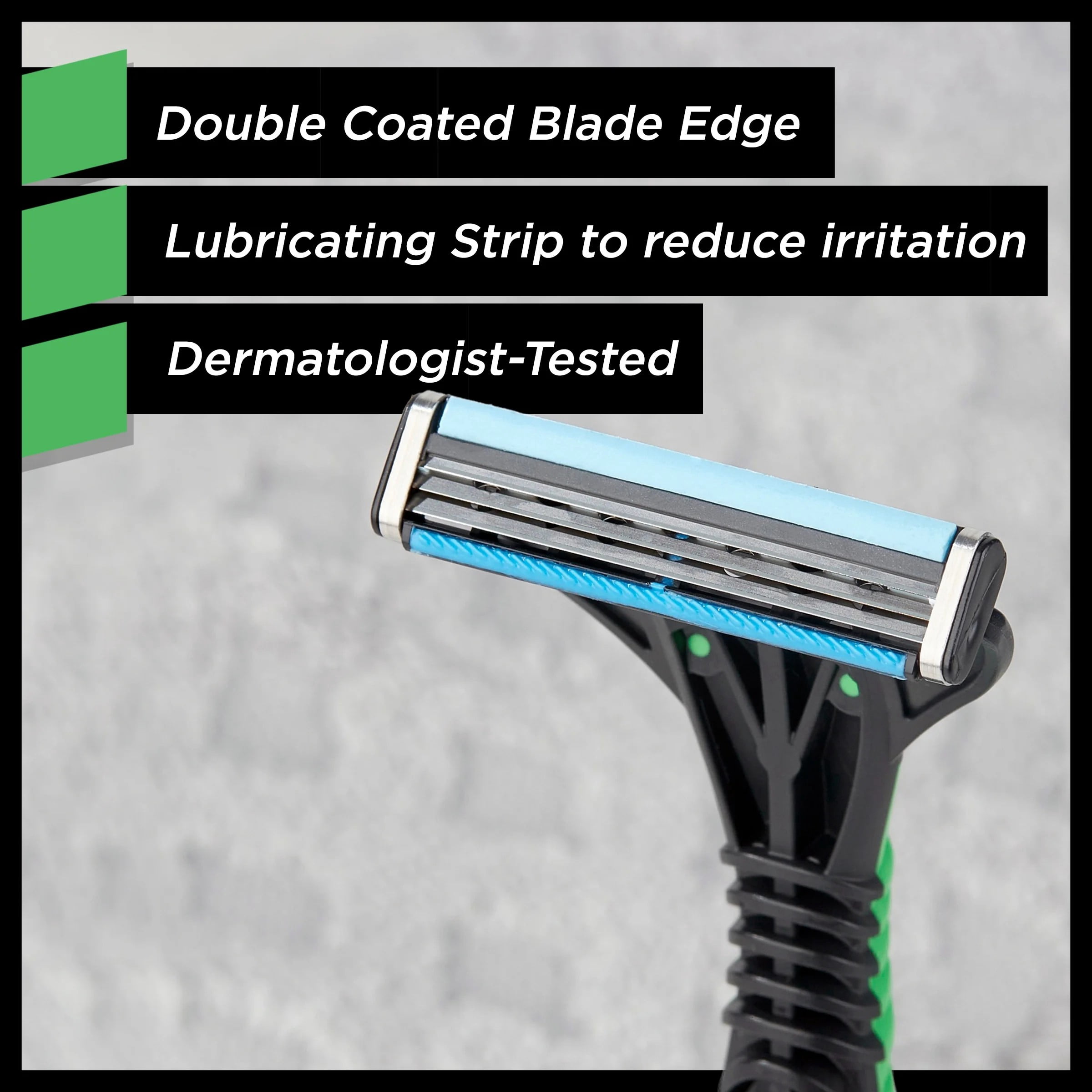 (3 pack) Equate Men's 3-Blade Sensitive Disposable Razors, Green and Black, 8 Count