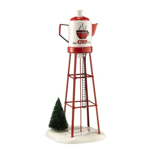 Department 56 Snow Village Red Cup Café Water Tower Accessory Figurine