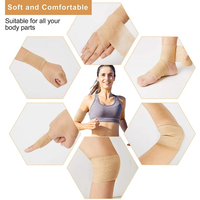 Self Adhesive Bandage Tape (3 Inches X 5 Yards), 8 Pack Elastic Cohesive  Bandage Medical Wrap for First Aid, Sports, Wrist & Ankle
