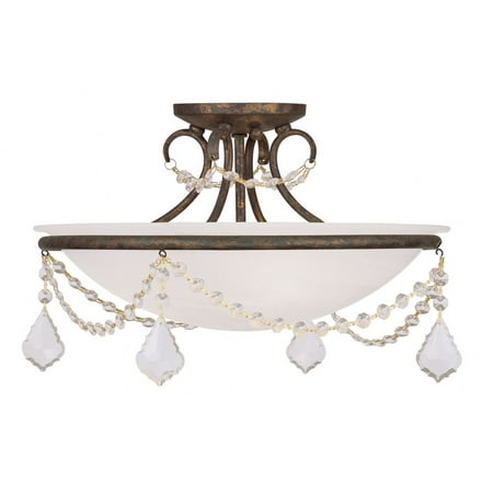 

3 Light Semi-Flush Mount in French Country Style 16 inches Wide By 10 inches High-Brushed Nickel Finish Bailey Street Home 218-Bel-1261288