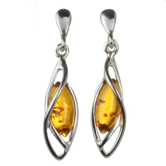 Sterling Silver and Baltic Honey Amber Earrings "Milena"