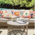 thumbnail image 2 of Outdoor Waterproof Throw Pillow Covers for Patio Furniture Decorative Boho Pillow Covers 18x18 Floral Printed for Patio Tent Couch Garden Set of 4,Orange, 2 of 6
