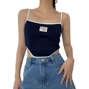 Pudcoco Women?s Letter Label Backless Exposed Navel Irregular Camisole
