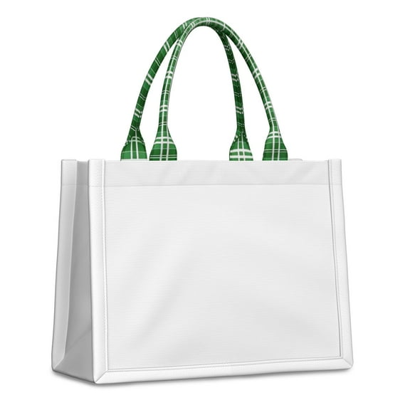 Large Capacity Tote Bag,Green White Checkerboard Checkered Pattern Handbag Fashion Luxury Tote Bag,15.7"x13"x 5.1" Inches,Laptop Compatible