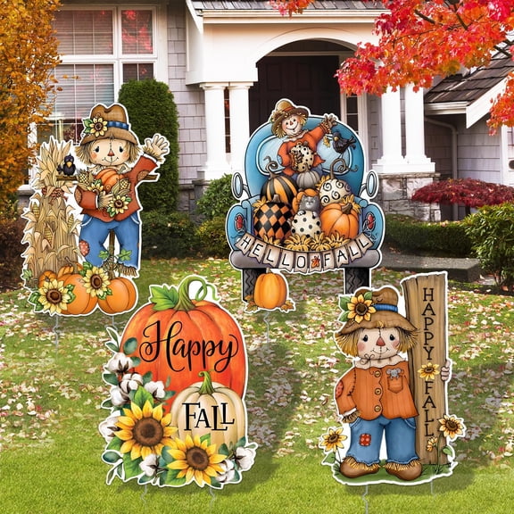 Fall Yard Signs Happy Fall Pumpkin Yard Signs with Stake for Thanksgiving