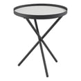 thumbnail image 1 of Pemberly Row 18" 3-Leg Contemporary Wood Side Table - White Marble / Black, 1 of 5