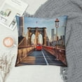 thumbnail image 2 of Heduofu City Throw Pillow Cushion Cover, New York Skyline Closeup Brooklyn Bridge in Manhattan Over River, Decorative Square Accent Pillow Case,  Orange Pale Blue Grey White, 2 of 5