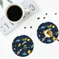 thumbnail image 4 of Pofeuu Funny Spaceships Print Coasters for Drinks, 4Pack PU Leather Coasters, Bar Drink Coasters for Tabletop Protection, Furniture from Damage-Round Shape, 4 of 6