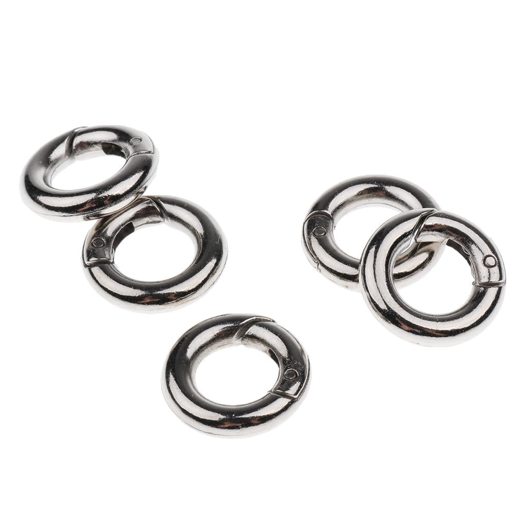2~20X Mini Silver Circle Round Carabiner Spring Snap Clip Hook Keychain Hiking 