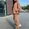 thumbnail image 5 of LYXSSBYX Sweatsuits 2pcs Sets Womens Hot Sale Clearance Women's Solid Hooded Long Sleeved Sweater Casual Two-Piece Long Sleeved Round Neck Shirt/shirt Set, 5 of 9