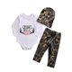 thumbnail image 1 of Conjunto de 3 piezas de mono de manga larga con letras de ciervo para bebés recién nacidos, pantalones de camuflaje con sombrero, 1 of 7