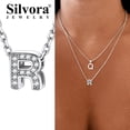 thumbnail image 2 of Collar inicial de plata esterlina Silvora letra R con circonita cúbica, 2 of 8