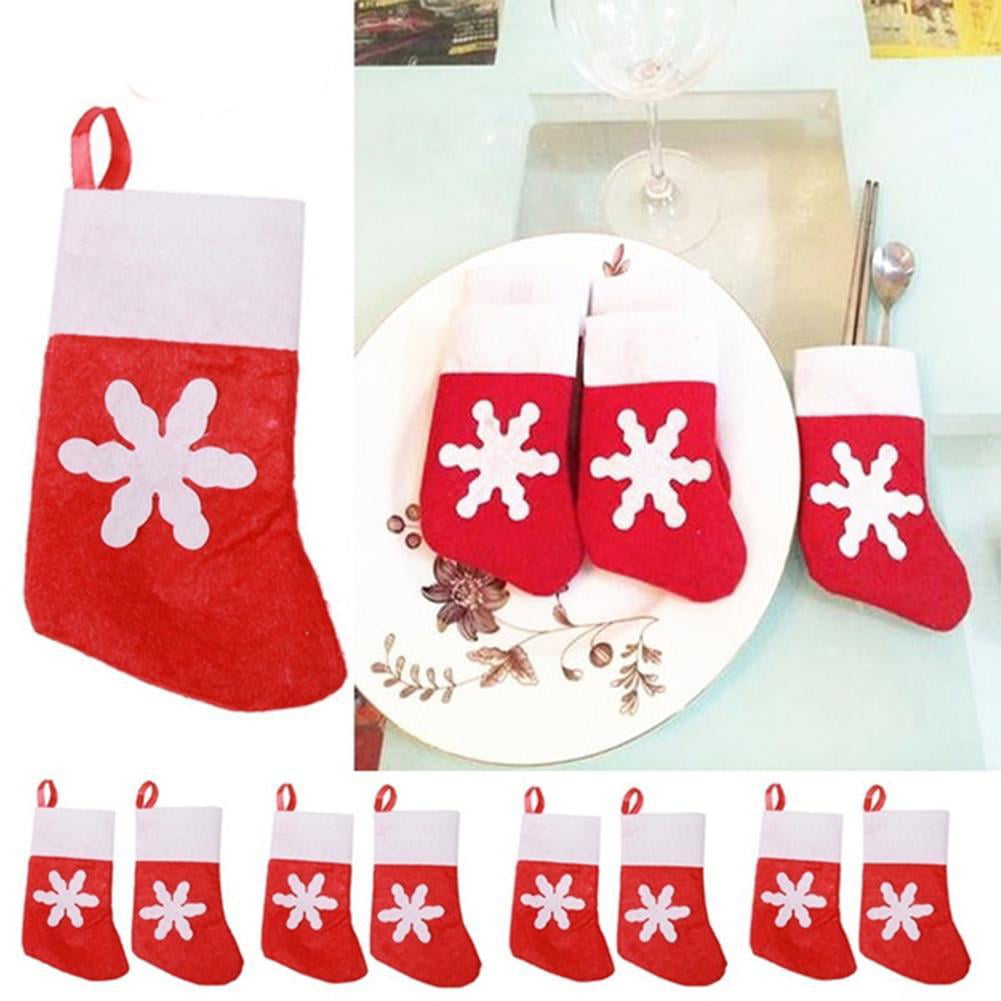 Details about   Santa Socks Christmas tableware Silverware Cutlery holder Bag Table Decorations 