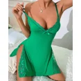 thumbnail image 3 of CHICME Nightgowns For Women Solid Color Lace Trim Side Slit Modal Cami Sleep Dress Womens Pajamas & Loungewear Green-L, 3 of 9