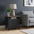 thumbnail image 3 of STYLIVIA 2-Drawer Nightstand for Adults, Black & Knotty Oak, Wood, 20.9" W x 15.7" D x 22.7" H, with Open Shelf, 3 of 17