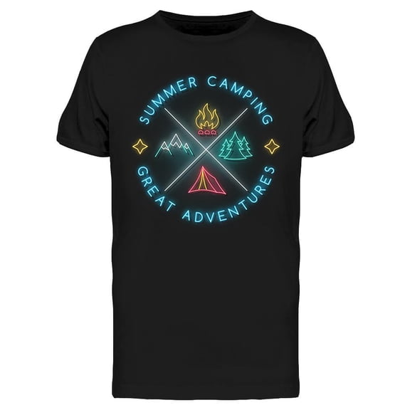 Summer Camping Neon Sign T-Shirt Men -Image by Shutterstock, Male Large