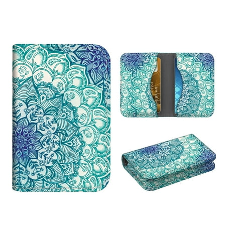 Globe Business Card Holder - Business Card Holder Case, Fintie Vegan Leather Folio RFID Blocking Credit Cards ID Card Organizer, Emerald Illusions