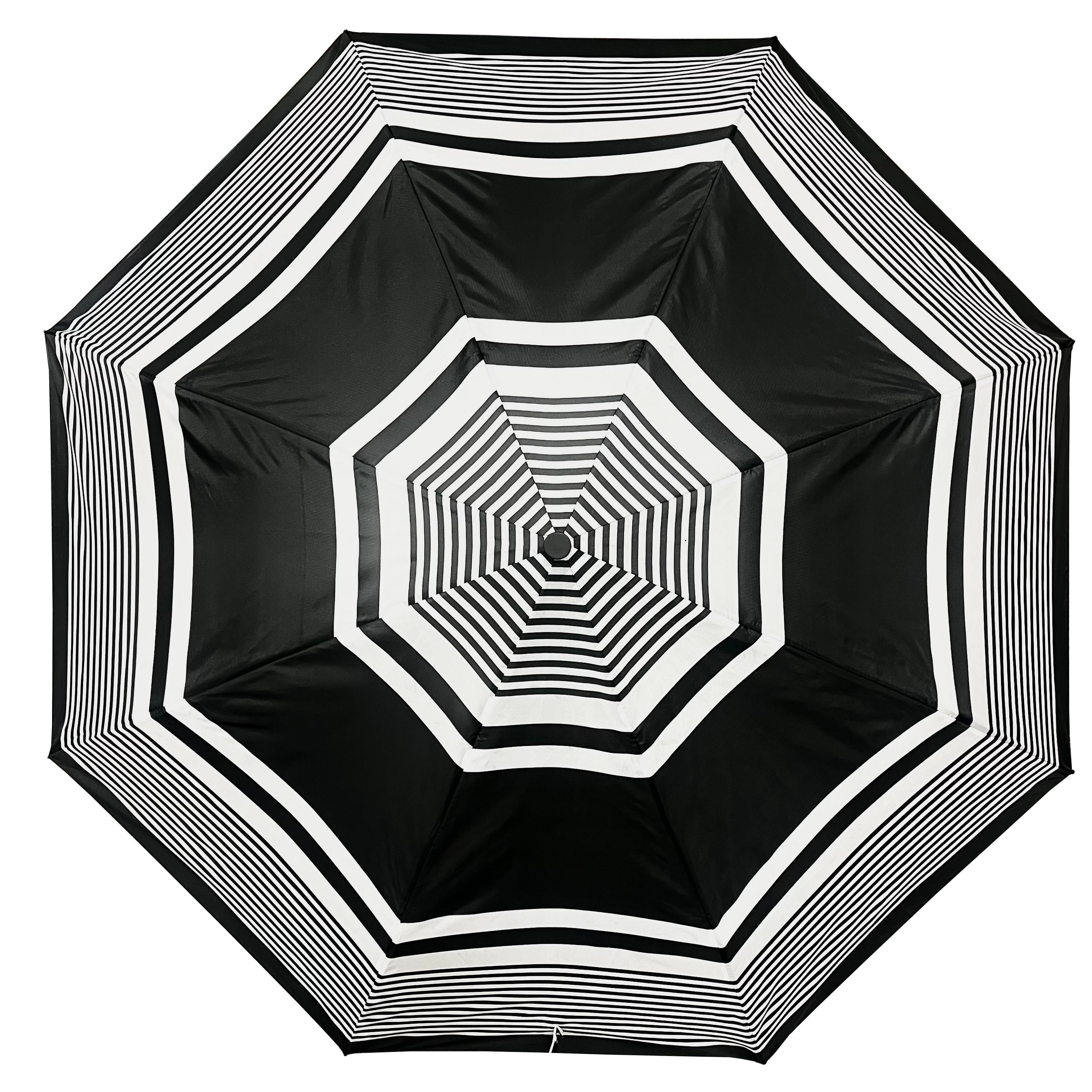 Weather Station Oversize Deluxe Automatic Rain Umbrella Black and White Stripe